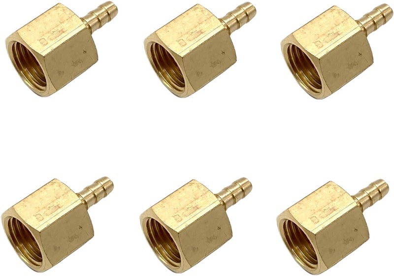 Bumugufu 6 Pcs 1/4" Female NPT x 1/8" Barb Hose Fittings, 1/8" Barb to 1/4" FNPT Brass Hose Barb Fittings for Compressor, Fuel, Oil, Gas - Image 5